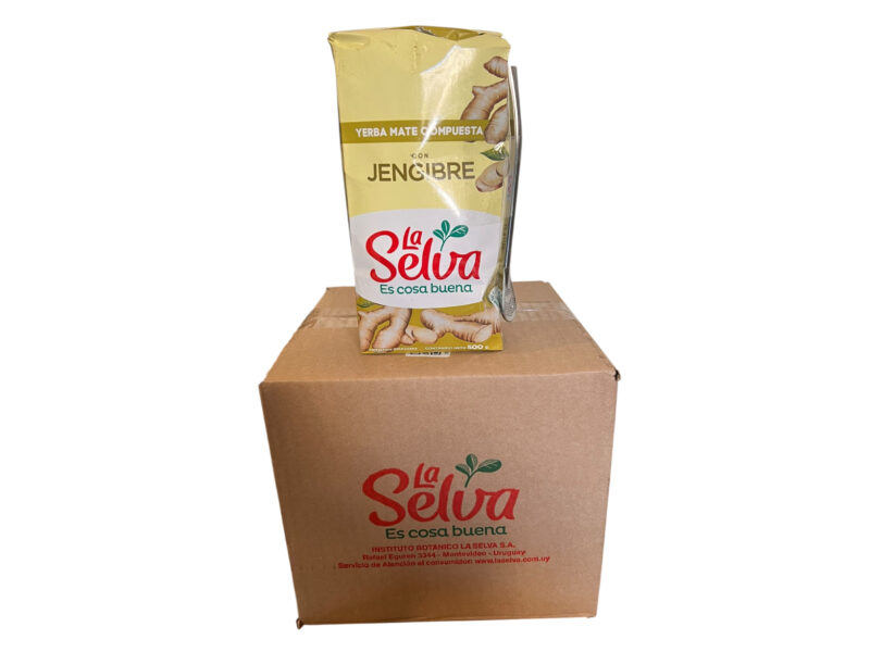 Caja Yerba mate la selva Jengibre 500 grs + bombilla regalo (12 unidades)