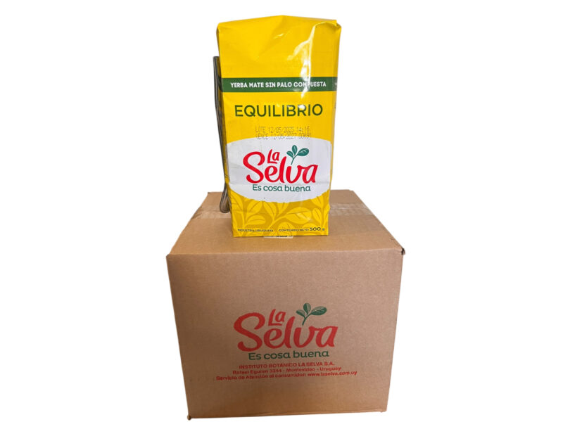 Caja Yerba mate la selva Equilibrio 500 grs + bombilla regalo (12 unidades)