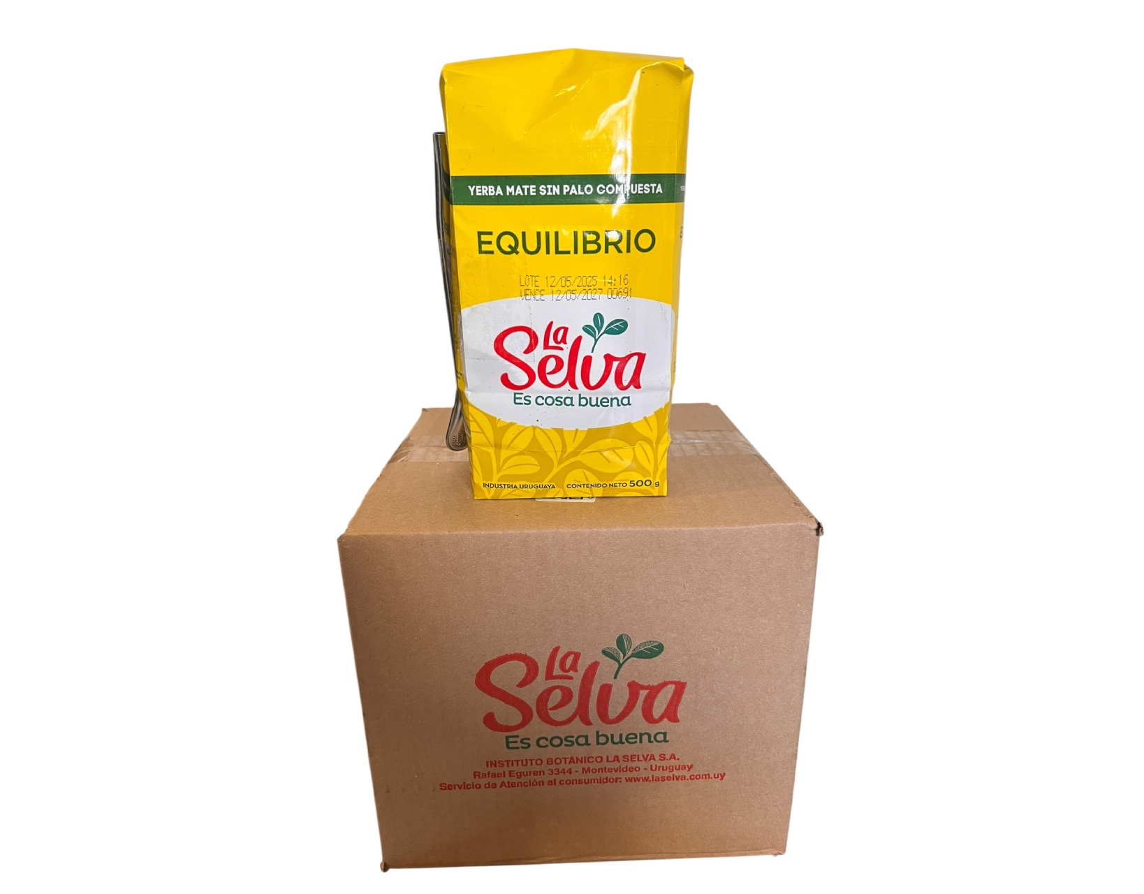 Caja Yerba mate la selva Equilibrio 500 grs + bombilla regalo (12 unidades)