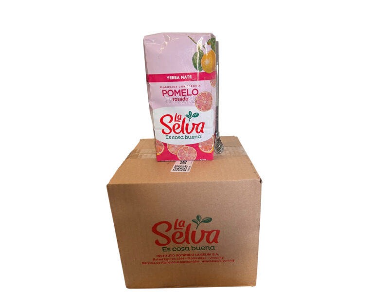 Caja Yerba mate la selva Pomelo 500 grs + bombilla regalo (12 unidades)