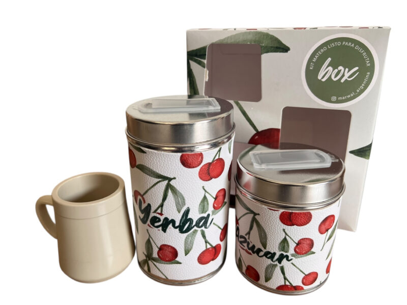 Set matero 2 latas + mate plástico en caja