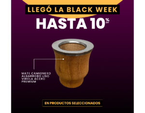 10% OFF Mate camionero algarrobo liso virola acero premium