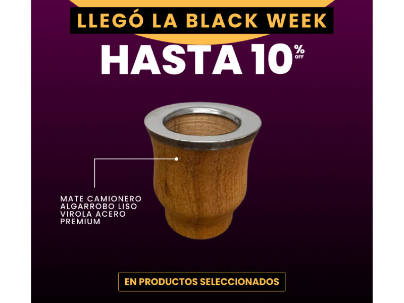 10% OFF Mate camionero algarrobo liso virola acero premium