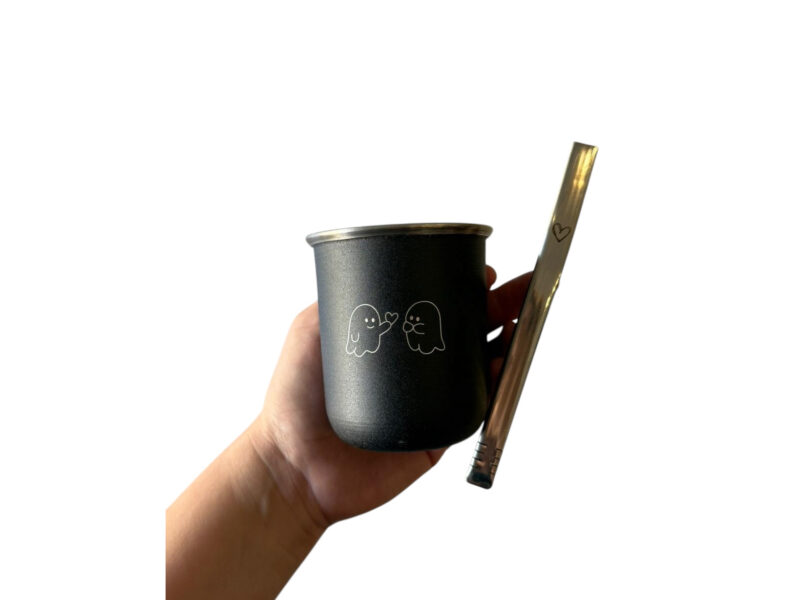 Combo mate acero + bombilla acero día del amor