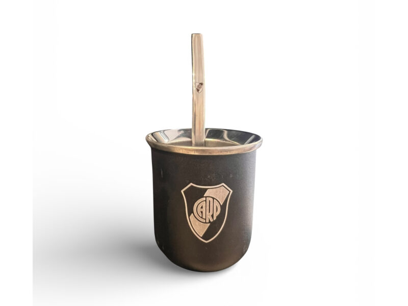 Combo mate de acero + bombilla chata eco River Plate