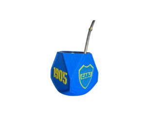 Mate facetado + bombilla Boca Juniors