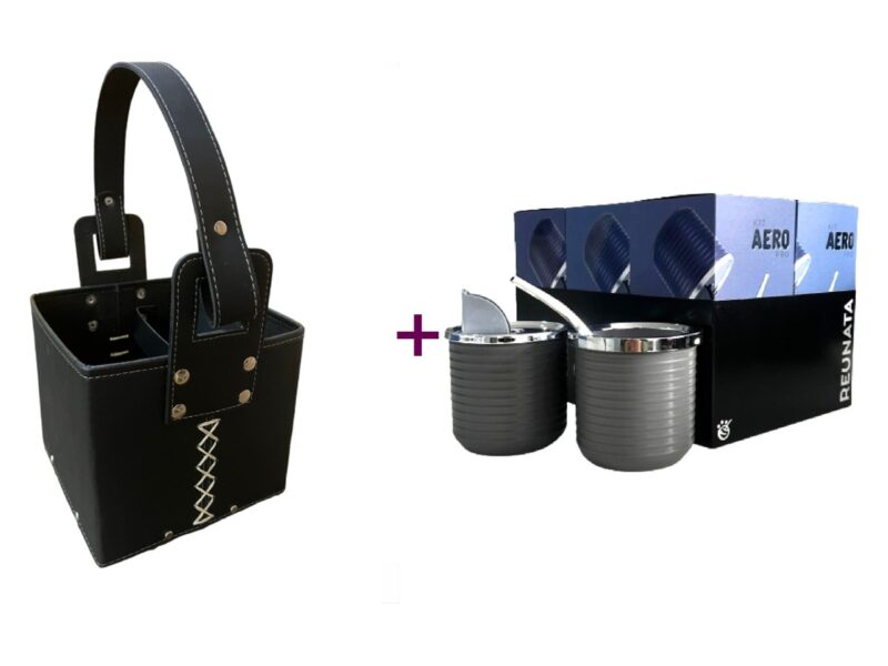 Combo Canasta Símil Cuero + Kit Mate Aero Pro
